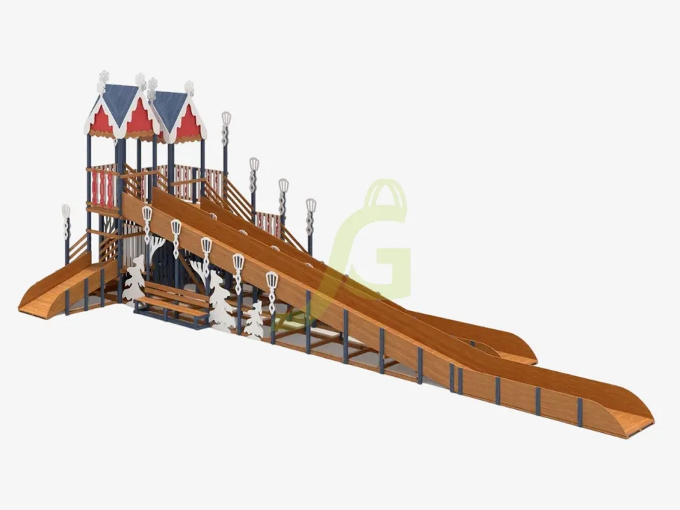 Зимняя деревянная горка IgraGrad Snow Fox 19 (с тремя скатами)