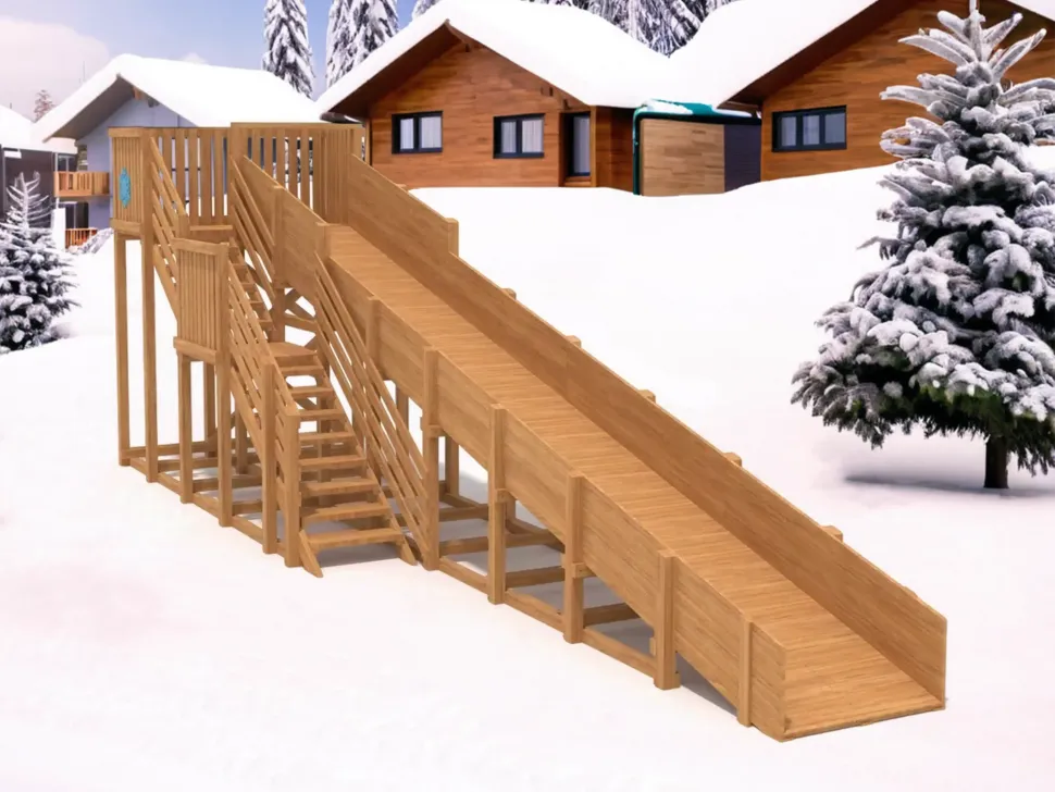 Зимняя деревянная горка IgraGrad Snow Fox (скат 10 м)